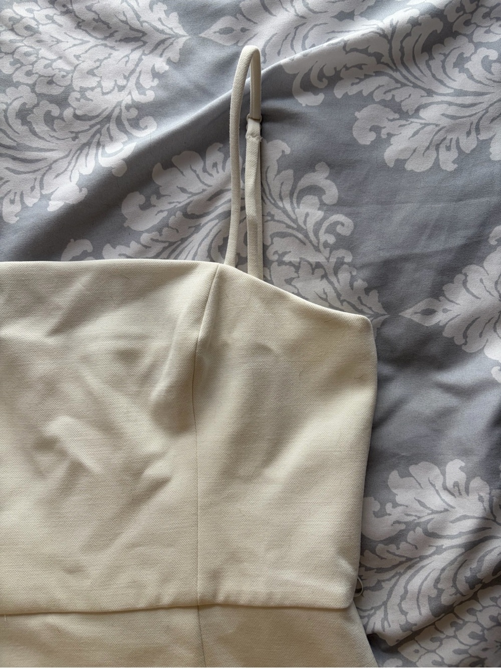 French Connection Cream Spaghetti-Strap Ruffle-Hem Mini Dress - Picture 4 of 7
